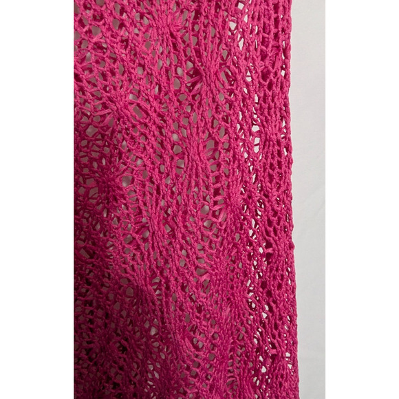 NWT Trina Turk Hot Pink Crochet Cover Up Wide Leg Pants Large E1 Swim Beach - Picture 4 of 5